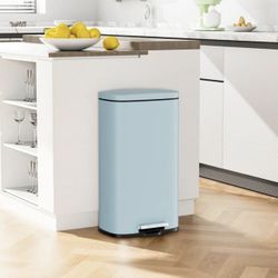 8-Gallon Step-Open Trash Can, Baby Blue