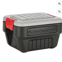 Rubbermaid 8 Gallon Action Packer Storage Bin, Heavy Duty, Lockable, Black, Included Lid