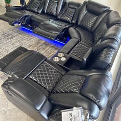 Reclining Black Color Sectional Couch Set 🌟⭐$39 Down Payment with Financing ⭐ 90 Days same as cash