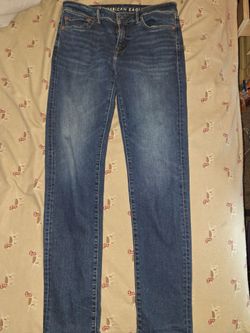 American Eagle Slim Straight Jeans Mens 32x34 Dark Blue Excellent Airflex+ Denim $25