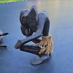 Hand-Carved Dark Wood Tribal Figure