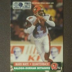 1991 Pro Set World Leauge Mark Maye Raleigh-Durham Skyhawks KFC #26 Football Card Vintage Collectible Sports NFL