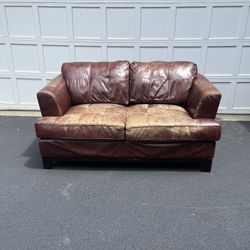 FREE Brown Leather Loveseat Couch