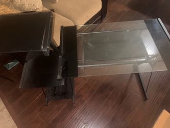 Glass Top Computer Table with Metal Frame