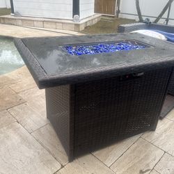 Patio fireplace table