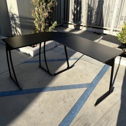 New In Box 58x44x30 Inch Tall L Shape Gaming Corner Desk Black Office Computer Table 