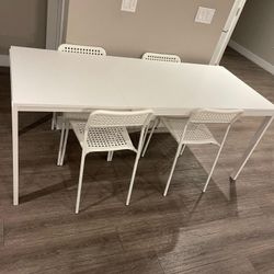 White Dining Table with 4 Chairs – Clean & Modern Set