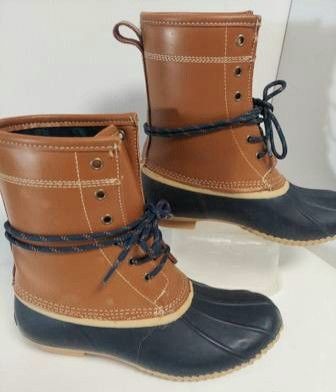 Lands End Women's Insulated Flannel Lined Duck Boots - Womens 7.5