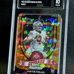 2021 Prizm Draft Picks 💥 Justin Fields 💥 Crusade Orange Ice Prizm Rookie GMA 10 💎 Mint - Chicago Bears / Pittsburgh Steelers / New York Jets