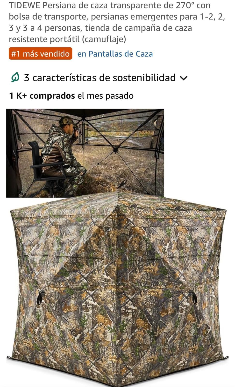 TIDEWE 270° See-Through Hunting Blind with Carry Bag, Pop-Up Blinds for 1-2, 2, 3, and 3-4 Persons, Portable Heavy Duty Hunting Tent (Camouflage)  TID