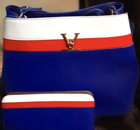 Red, White & Royal Blue Purse N Wallet.SERIOUS INQUIRIES ONLY