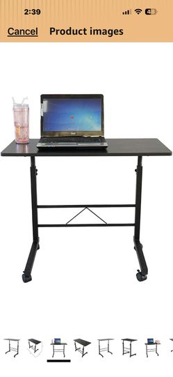 Standing Desk Adjustable Height with Lockable Wheels 32 Inch Mobile Sit Stand Desk for Home Office Rolling Laptop Computer Table Portable Small Workst