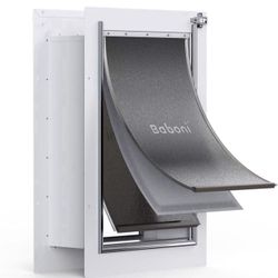 3-Flap Pet Door for Wall, Steel Frame and Telescoping Tunnel, Aluminum Lock, Double Flap Dog Door and Cat Door, Strong and Durable (Pets Up to 100 Lb)