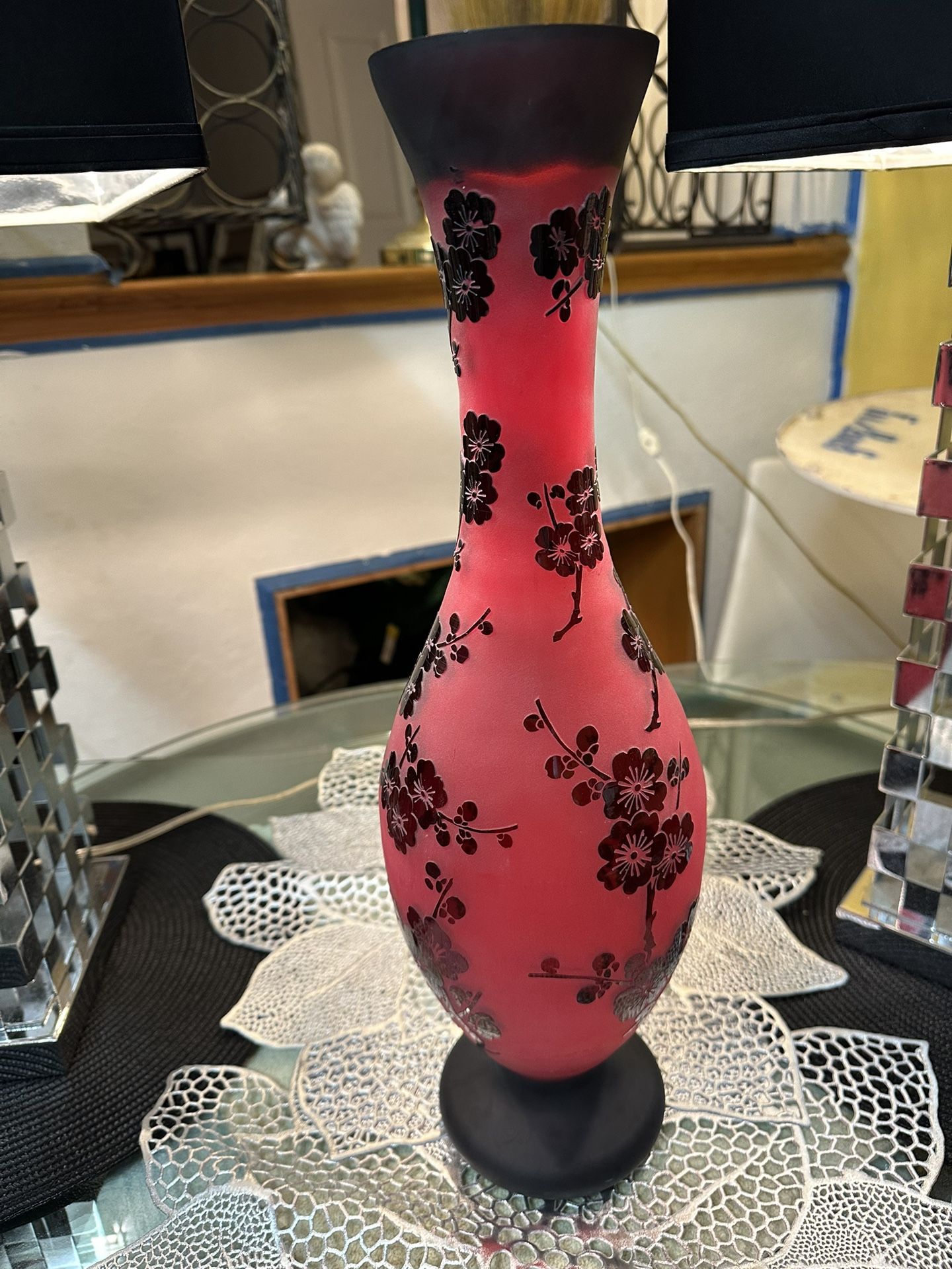 🌟Vintage Perking Glass Red/Black Vase🌟