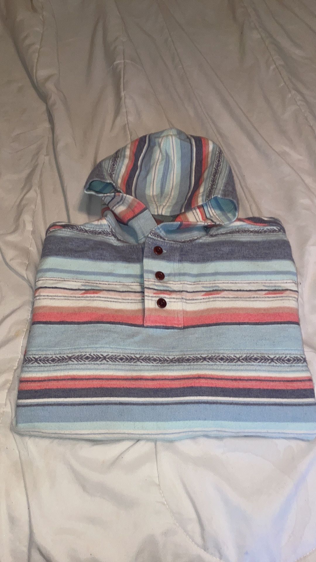 Classic Faherty Aztec style button up hoodie organic cotton size Large