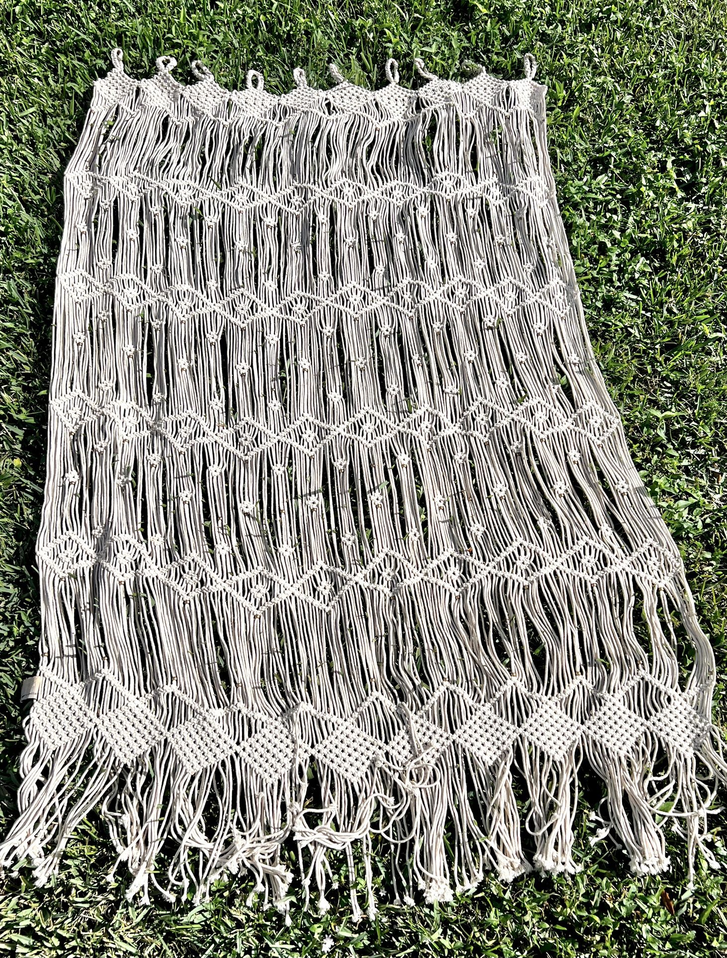 Macramé Curtain Panel(s) 78”L x 44” W Three (3) Panels