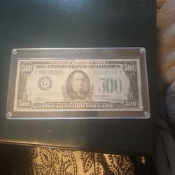 $500 dollar bill currency 1934 a Chicago Illinois federal reserve note