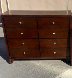 Dark Wood 8-Drawer Double Dresser