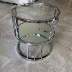 Glass & mirrored side table