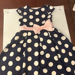 Girls Navy Blue And White Dress