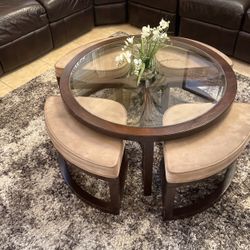 Nice Coffee Table With Four Stoles 