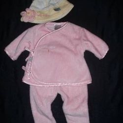 Bunnies by The Bay Baby Girls 0-3M Pink Outfit Hat Lot 0-3 Month