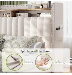 King size bedframe with headboard shelf and 2 drawers