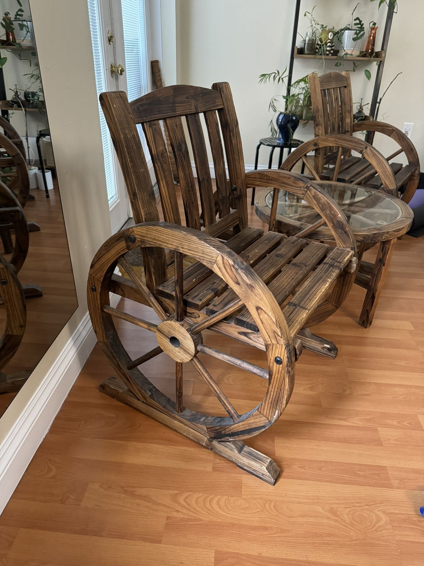 Antique Wooden Chairs And Table Set 