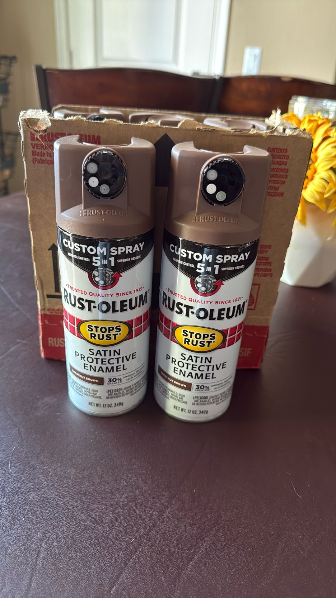 6 Bottles Of Rustoleum Spray Paint Dark Brown