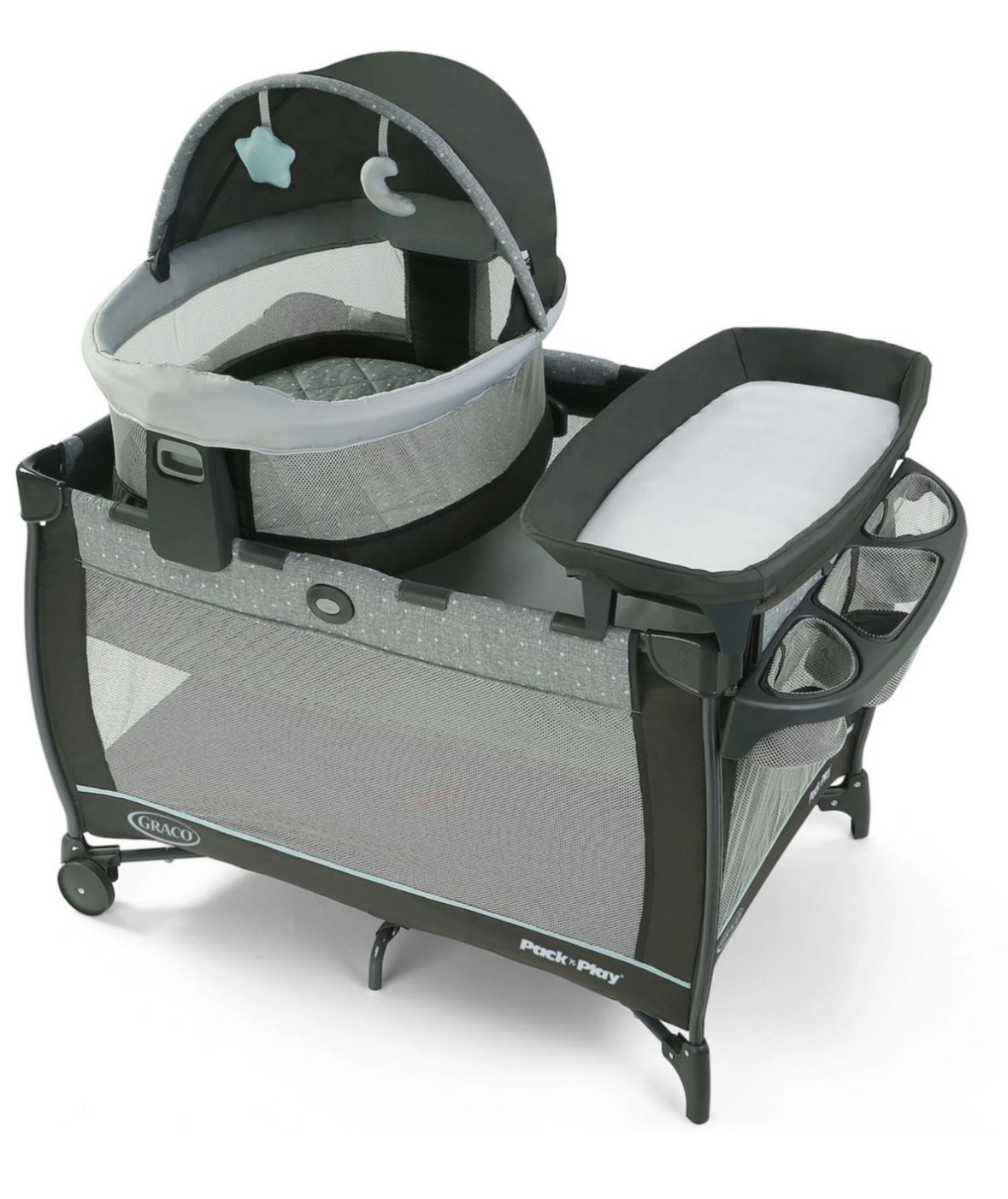 Graco Pack ’n Play Travel Dome LX Playard – Raised Travel Bassinet, UV‑50 Canopy, Changer & Storage,