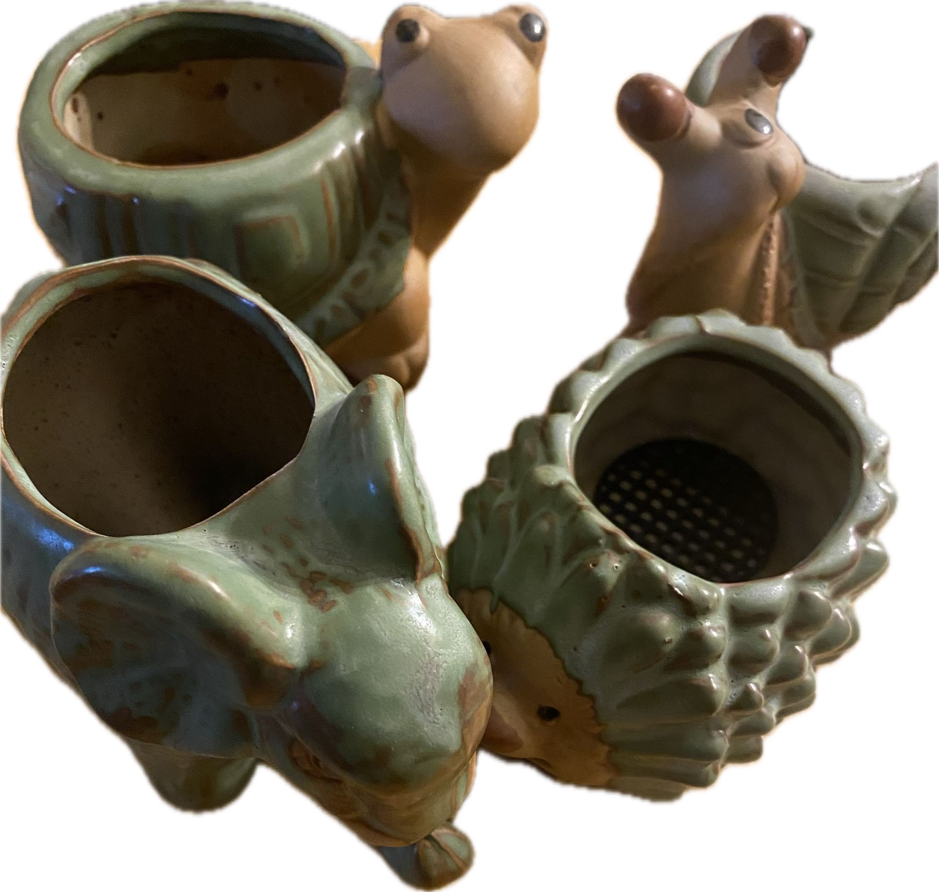 Plant pots, small plant pots, ceramic pots, Godealio, Ceramic Animal Pltr, drainage