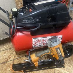 Husky Air Compressor / Rigid Framing Nail Gun