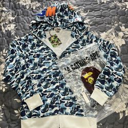 Light Blue Bape Hoodie Size XL