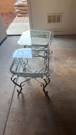 Glass top metal end tables