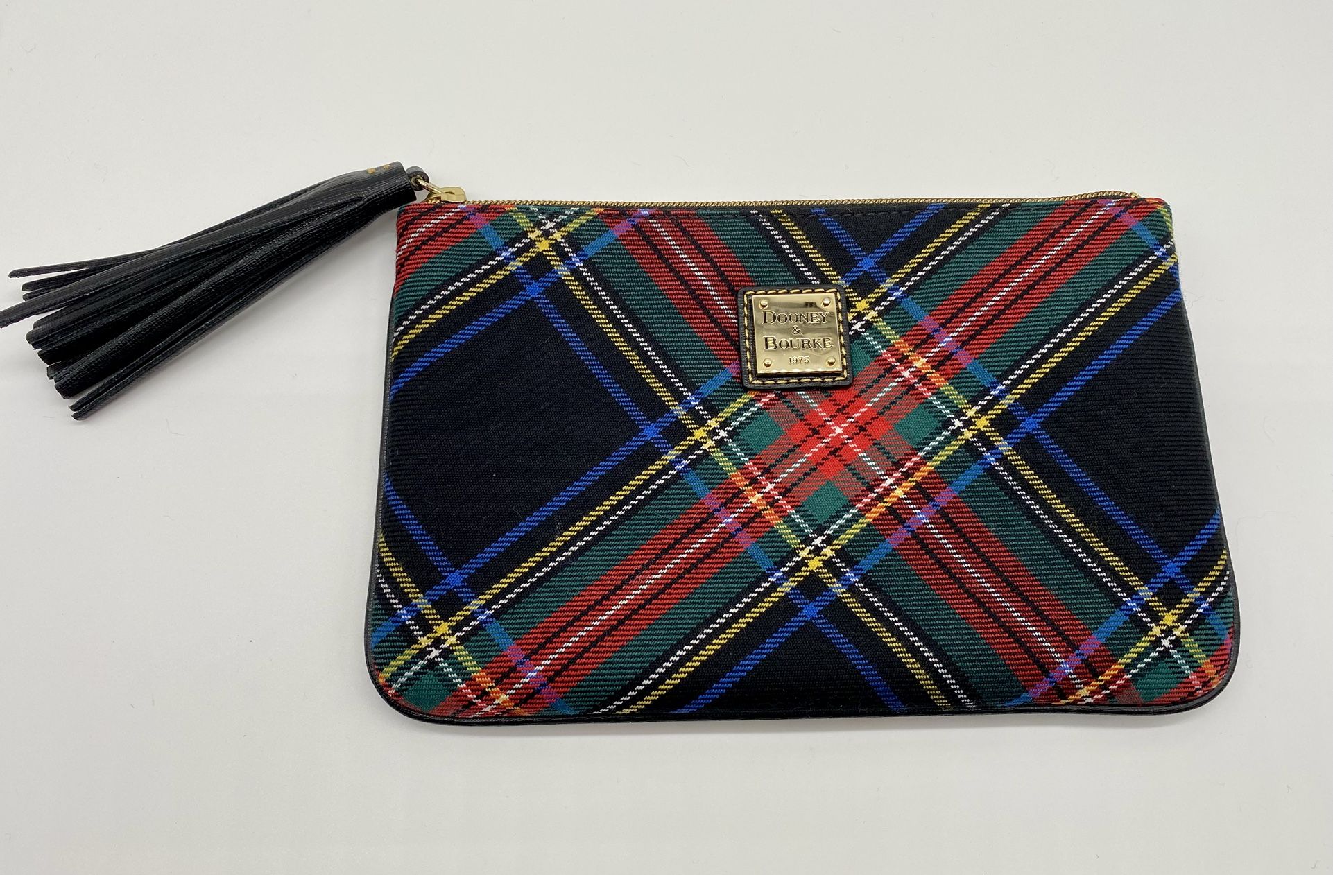 Dooney & Bourke Black Tartan Plaid Clutch