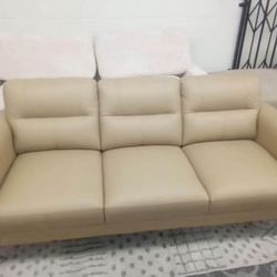 New Top Grain Leather Couch.  Taupe.  82x37x34H.  Free Delivery!
