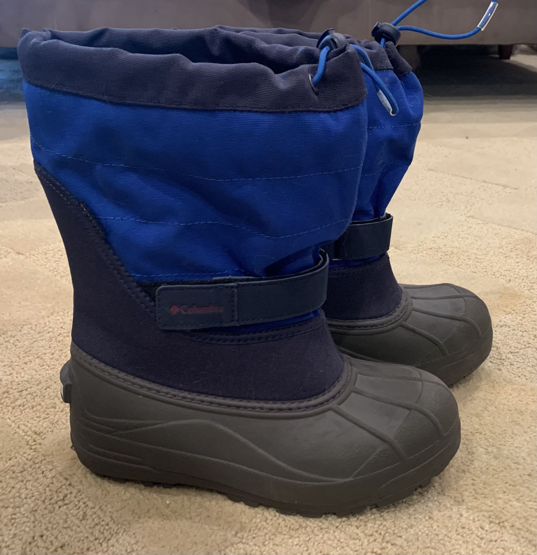 Columbia Youth Powderbug Snow Boots, Blue/Black/Gray, Size 5
