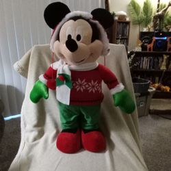 Mickey Mouse - 22 Inches Tall - Christmas Mickey Mouse Plushie Greeter