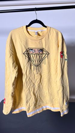 LOOK Diamond Crying Eyes Graphic Sweatshirt Yellow 3XL Streetwear