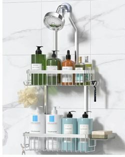 9166: Shower Caddy Hanging, Never Rust Shower Organizer Hanging, Aluminum Shower Racks for Inside Shower with Hooks for Razor, Bathroom Organizers and