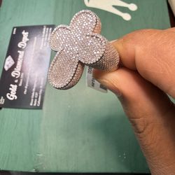 Vvs Diamond Cross Ring 10kt Gold