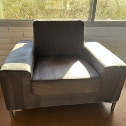 Dark Gray, Modern Lounge Chair, Microfiber