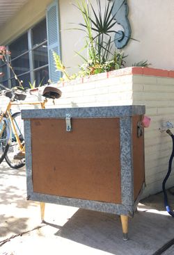 Mid century industrial trunk cabinet