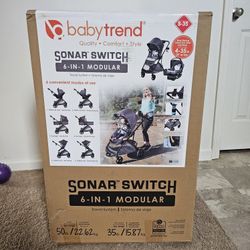 NIB Baby Trend Sonar™ Switch 6-In-1 Modular Travel System Stroller, Gray