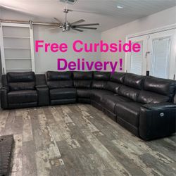 Free Curbside Delivery! Electric Sectional Couch Sofa With Recliners And Headrest Control