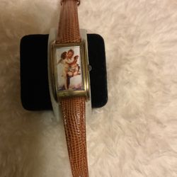 Vintage Kissing Angels Watch,w	/leather Band(CLASSICO)
