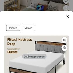 Behost Platform Bed Frame Full Size Bed Frame with Headboard and Storage