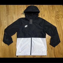 Hurley Men's Exist POLY FULL ZIP WINDBREAKER DARK Black & White Sz L New…