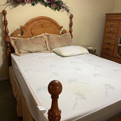 Bedroom set- queen bed dresser with mirror and wardrobe  3 piece set