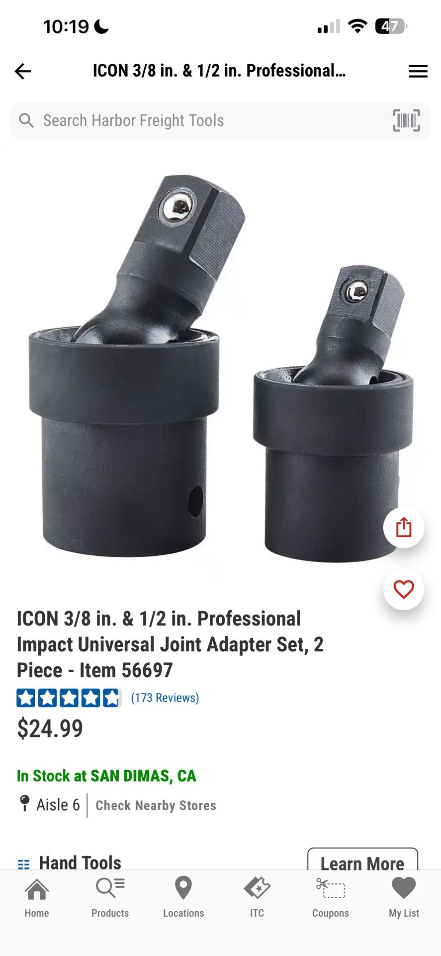 ICON 3/8 in. & 1/2 in. Professional Impact Universal Joint Adapter Set, 2 Piece - Item 56697